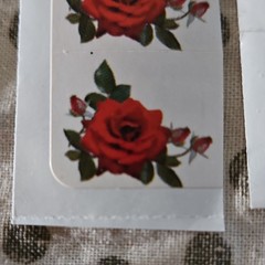 Red Rose Flower Scrapbooking Stickers, Red Green Flowers & Plants Theme