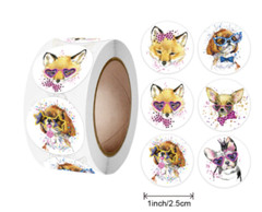40 DOG ANIMAL KIDS ENVELOPE SEALS LABELS STICKERS 1″ ROUND FAST SHIPPING