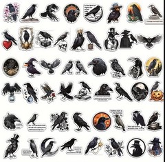 10pcs Crow – Raven Stickers- Scrapbook, Journal, DIY Crafts & Cards- Halloween
