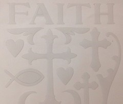 FAITH Plastic Shapes Transparent Stickers(18pc)Fantastic Plastic W/Flair•Crosses