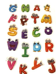 Alphabet Letter Stickers Funny Faces Eyeballs Colorful Crafts Lot of 2 NEW READ