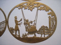 Vintage Gold Scrap booking Embellishments w/ 1800’s Man Courting Woman *
