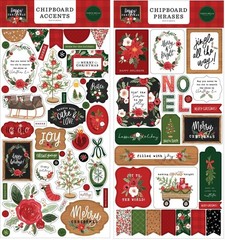 Carta Bella HAPPY CHRISTMAS (2) 6″x13″ Chipboard COMBO Accents + Phrases