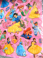 DISNEY PRINCESS Laser Stickers CINDERELLA Snow White ARIEL Jasmine AURORA Belle