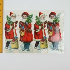 Vintage German Die Cut Santa Claus Scrap Sheet Lithograph Christmas