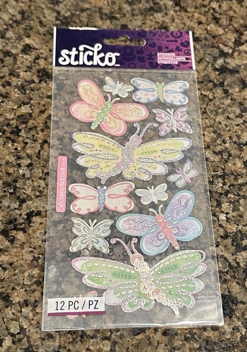 Sticko VELLUM BUTTERFLIES Foil Stickers 12 Pcs Animals Insects