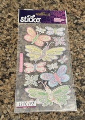 Sticko VELLUM BUTTERFLIES Foil Stickers 12 Pcs Animals Insects