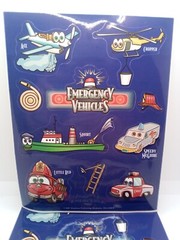 Emergency Vehicles Stickers lot of 5 sheets, Fire truck, helicopter, airplane
