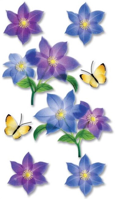TOUCH OF JOLEE’S DIMENSIONAL STICKER – PURPLE FLOWERS, Butterfly – Vellum