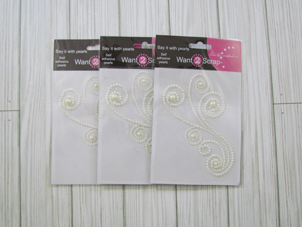Want 2 Scrap Swirls Maxxi Girl Pearls White Self Adhesive 3 Packages 4033