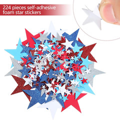 224 Pieces Red White Blue Glitter Star Stickers Christmas Foam Glitter Star Stic