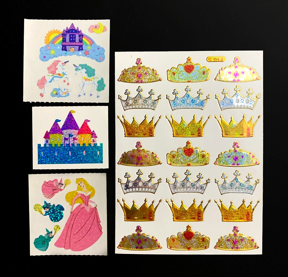 DISNEY UNICORN PRINCESS SLEEPING BEAUTY VTG stickers prism prismatic glitter