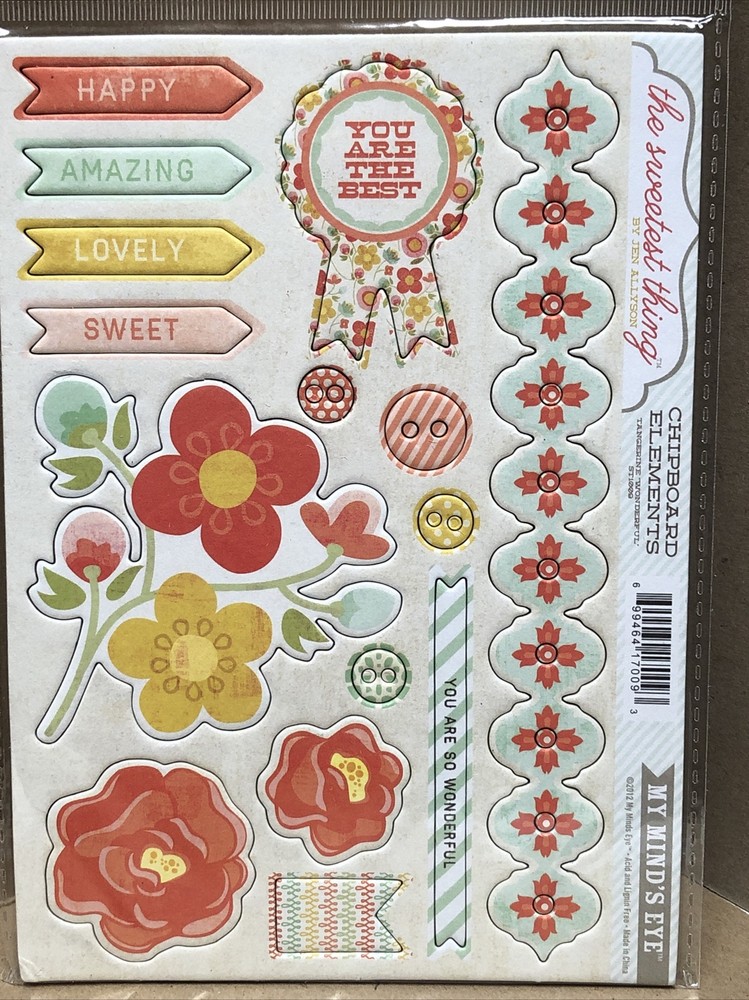 My MInd’s Eye-The Sweetest Thing Chipboard Elements-Tangerine Wonderful-ST1009