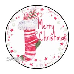 30 MERRY CHRISTMAS STOCKING ENVELOPE SEALS LABELS STICKERS 1.5″ ROUND GIFTS