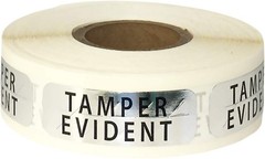 Tamper Evident Labels Small Metallic Silver with Black Ink 0.5 x 1.5 Inch Rec…