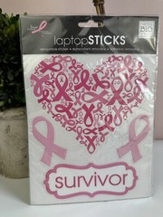 Laptop Breast Cancer Awareness Stickers Ribbon Heart Survivor New Sealed