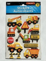 Jot Pop-Up Construction Stickers Trucks Detour Road Signs Work Zone 18ct NEW