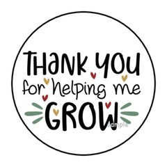 30 THANK YOU FOR HELPING ME GROW ENVELOPE SEALS LABELS STICKERS 1.5″ ROUND HEART