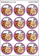 Raisin Bread Scent Scratch ‘N Sniff Stickers, 24 Seals/Pack, 1980S Designs