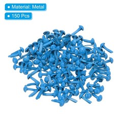 Brads for Paper Crafts, 150 Pcs Blue Metal Round Paper Fasteners, 8 mm