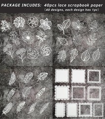 40pcs White Lace Decorative Paper for Scrapbooking & Beautiful Gift Wrapping