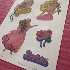 Vintage 80s CTP 1983 Scratch & Sniff Matte Rose Barbie Sticker Sheet Roses Scent