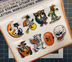 Vintage Halloween Puffy Stickers NOS HTF Witch Skeleton Skull Pumpkin Cat H1