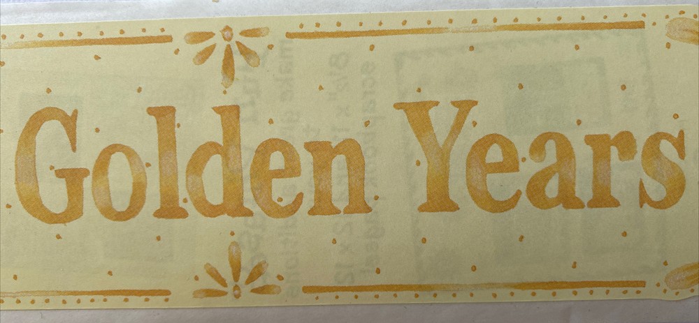 THE GOLDEN YEARS Fun Phrase Sticker (1pc)9”x2.5”Frances Meyer•Border•Title Page•