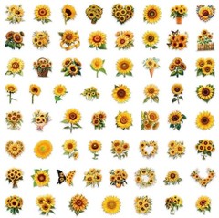 25Pcs Sunflower Stickers Floral Plant Scrapbooking Decorative Junk Journal DIY