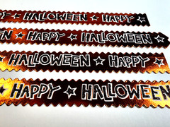 K&Company Happy Halloween Cardstock Orange Foil Stickers Borders 4pc Scrapbook