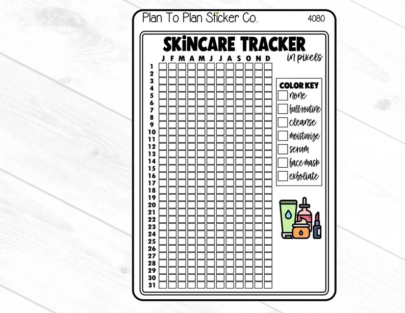 4080~~Skin Care Tracker Planner Stickers.