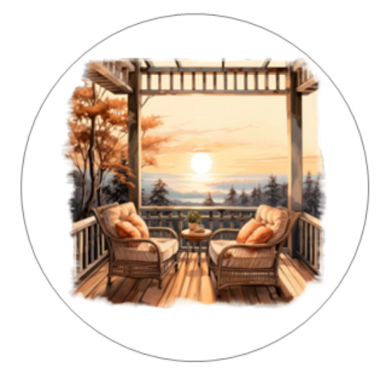 Sunset Porch Chairs Handmade Stickers Scrapbook Planner Envelope Label