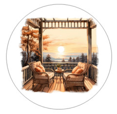 Sunset Porch Chairs Handmade Stickers Scrapbook Planner Envelope Label