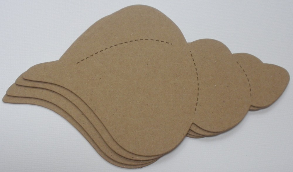 {3} *LARGE SEASHELLS* Conch Embellishment Raw Bare Unfinished Chipboard Die Cuts