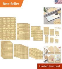 18 Sheets of Elegant Gold Self-Adhesive Letter & Number Stickers for Crafts