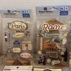 Travel Scrapbook Sticker Lot London Paris Rome Italy 3D Jolee’s Recollections
