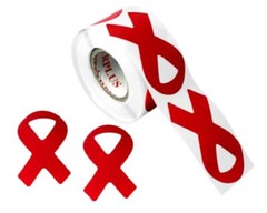Large Red Awareness Ribbon Stickers 3×1.5 In 1 Pack (250pcs)