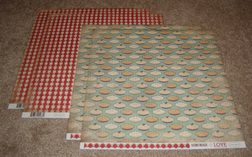 Carta Bella 12×12 Double Sided Scrapbook Papers(4 ~ Homemade w/Love…..Pies