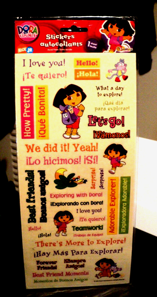 DORA THE EXPLORER Stickers (2005, Nick Jr) BRAND NEW: English/Spanish 5 1/2 x 12