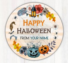 48 Personalized Happy Halloween Treat Bag Stickers Candy Goodie Bag Labels 1.67”