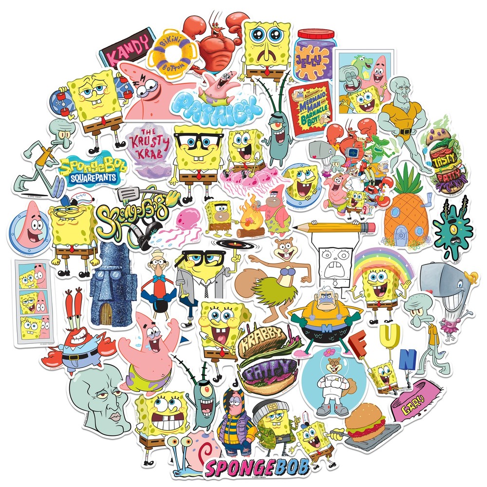 SPONGEBOB SQUAREPANTS VARIETY DIE CUT VINYL 50 CT STICKER PACK