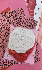 Large Lot of Valentine Scrapbook Paper Stickers Ribbon Rubber Stamps, Hearts