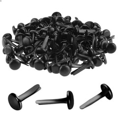 100PCS Black Paper Fasteners – Brass Round Fasteners – Mini Metal Brads
