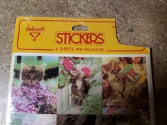 Vintage 1979 Ambassador HALLMARK Stickers 4 Sheets KITTENS Flowers Sealed NOS