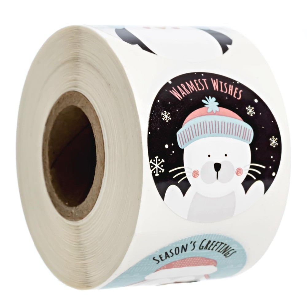 Modern Animal Faces Holiday Stickers / 500 Snowflake Christmas 1.5″ Diameter …