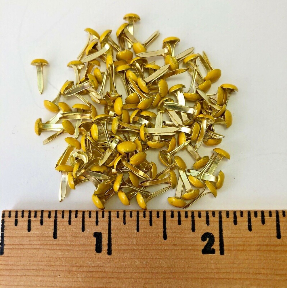 Fasteners – Brads – “4mm Bright Yellow Dots» – 100 – NEW