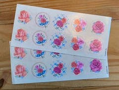 Vintage Flowers ROSES Seals 2 NEW sheets Current Stickers!