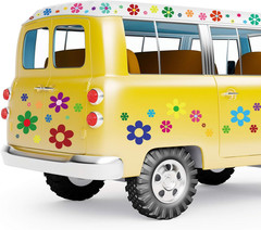 12 Sheets Daisy Stickers 96 Pcs Retro Hippie Flower Car Decals Self