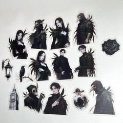 Goth Raven Man Woman Stickers Gothic Junk Journal Collage Scrapbooking