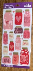Sticko Crafts Mason Jar Love Jars Kiss XOXO Hearts Valentines Wedding Stickers